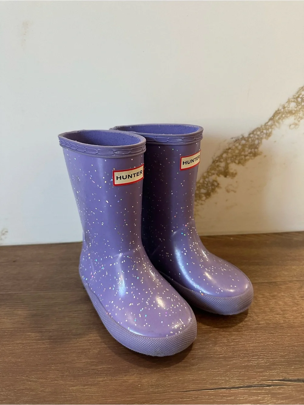 Hunter Purple Glitter Kids Rain Boots